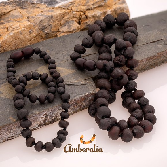 Set of Baltic Amber  Adult and Baby Necklace Set - 13" and 19.7"  - 14 Colors - Picture 10 of 16